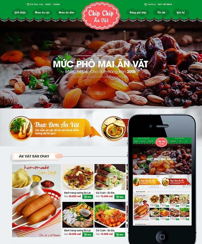 Mẫu thiết kế web bán đồ ăn vặt 3